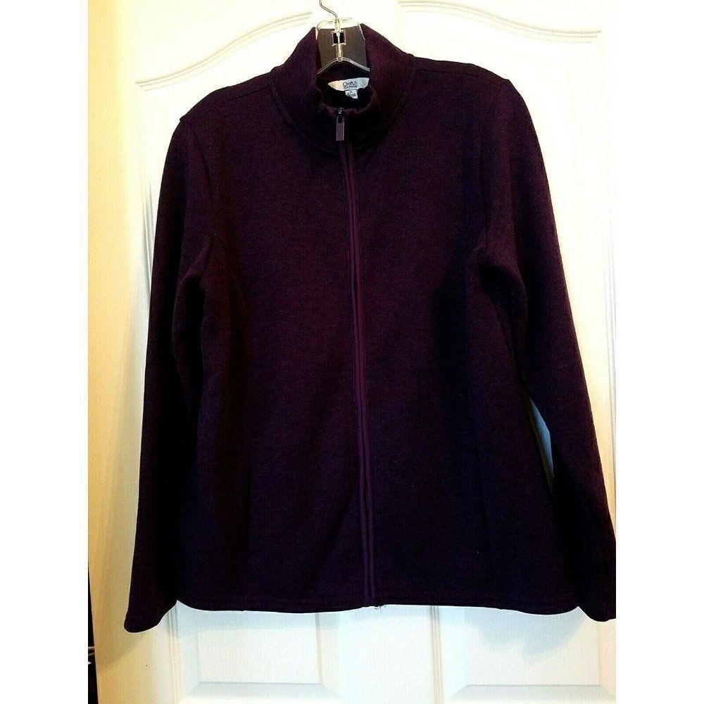 Croft & Barrow Full Zip Fleece Long Sleeves Purple Pockets Polyester Womens M
